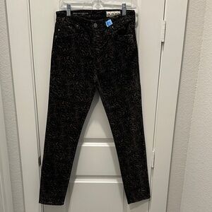 Anthropologie Black and Brown Patterned Straight Leg Jeans